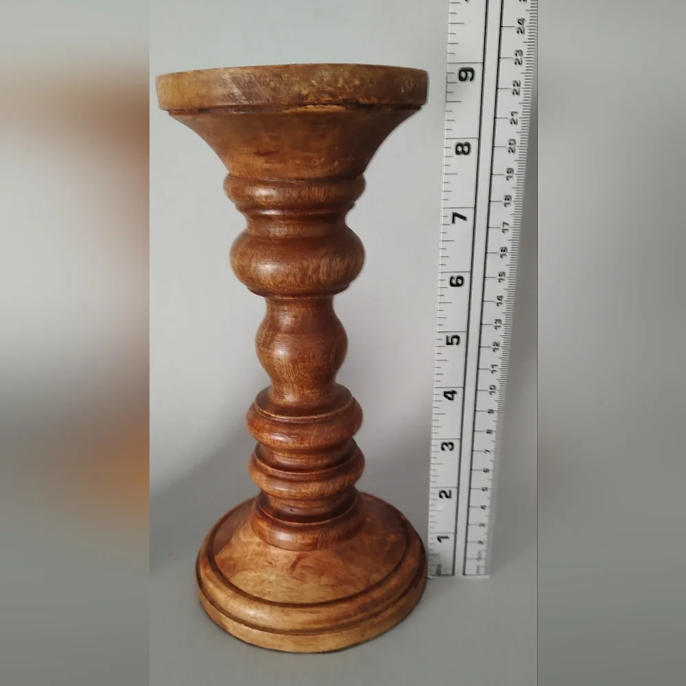 Wood Candle Holder  Size Medium Brown Unbranded New With Out Tag Rustic